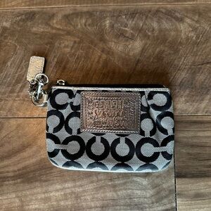 Coach Poppy Black and Silver Coin Pouch